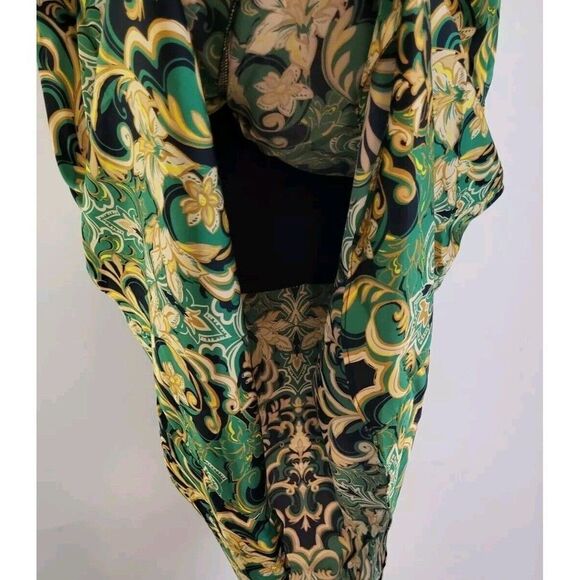 City Chic Plus Size XL 22 Drapey Tulip Faux Wrap Skirt/Silky/Green-Golden - Picture 10 of 12